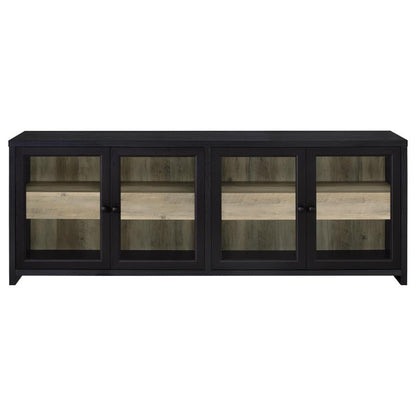 Denison 3-Piece Entertainment Center with 79-Inch TV Stand in Black - Modern Media Console Set