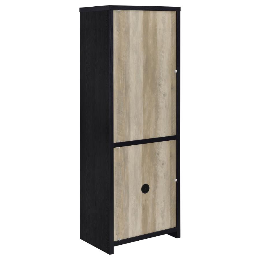 Denison 67-Inch Black 2-Door Media Tower - Tall Storage Cabinet for Living Room