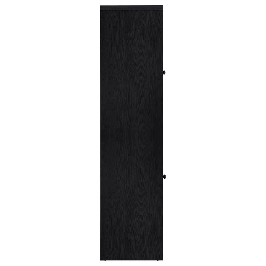 Denison 67-Inch Black 2-Door Media Tower - Tall Storage Cabinet for Living Room