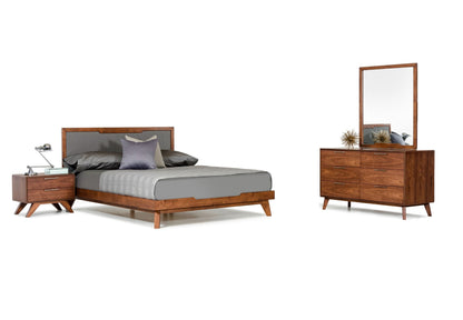 Soria Grey and Walnut Bedroom Set with Upholstered Bed
