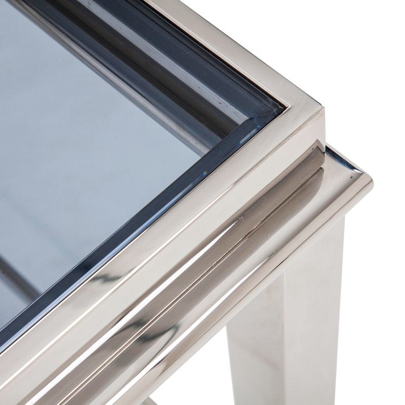 Agar Glass and Stainless Steel Coffee Table