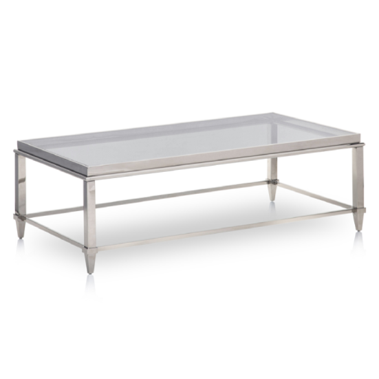 Agar Glass and Stainless Steel Coffee Table