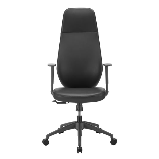 Filip High Back Office Chair in Black Leatherette with Plastic Grey Back Support