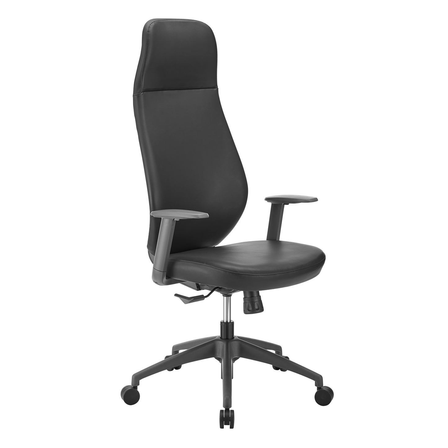 Filip High Back Office Chair in Black Leatherette with Plastic Grey Back Support