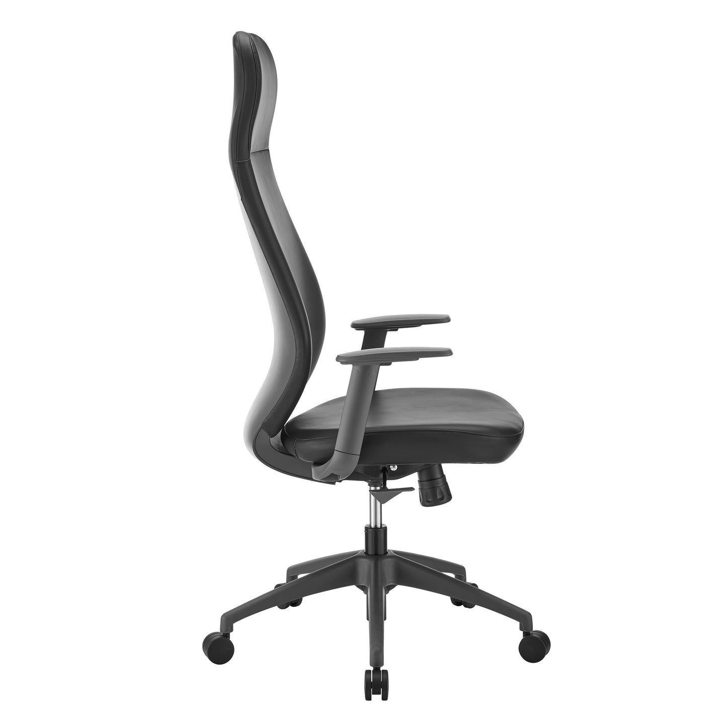 Filip High Back Office Chair in Black Leatherette with Plastic Grey Back Support