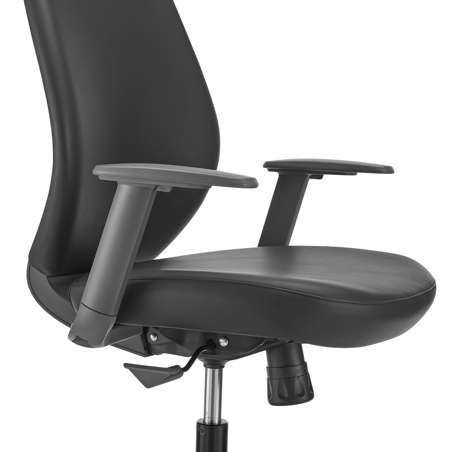 Filip High Back Office Chair in Black Leatherette with Plastic Grey Back Support