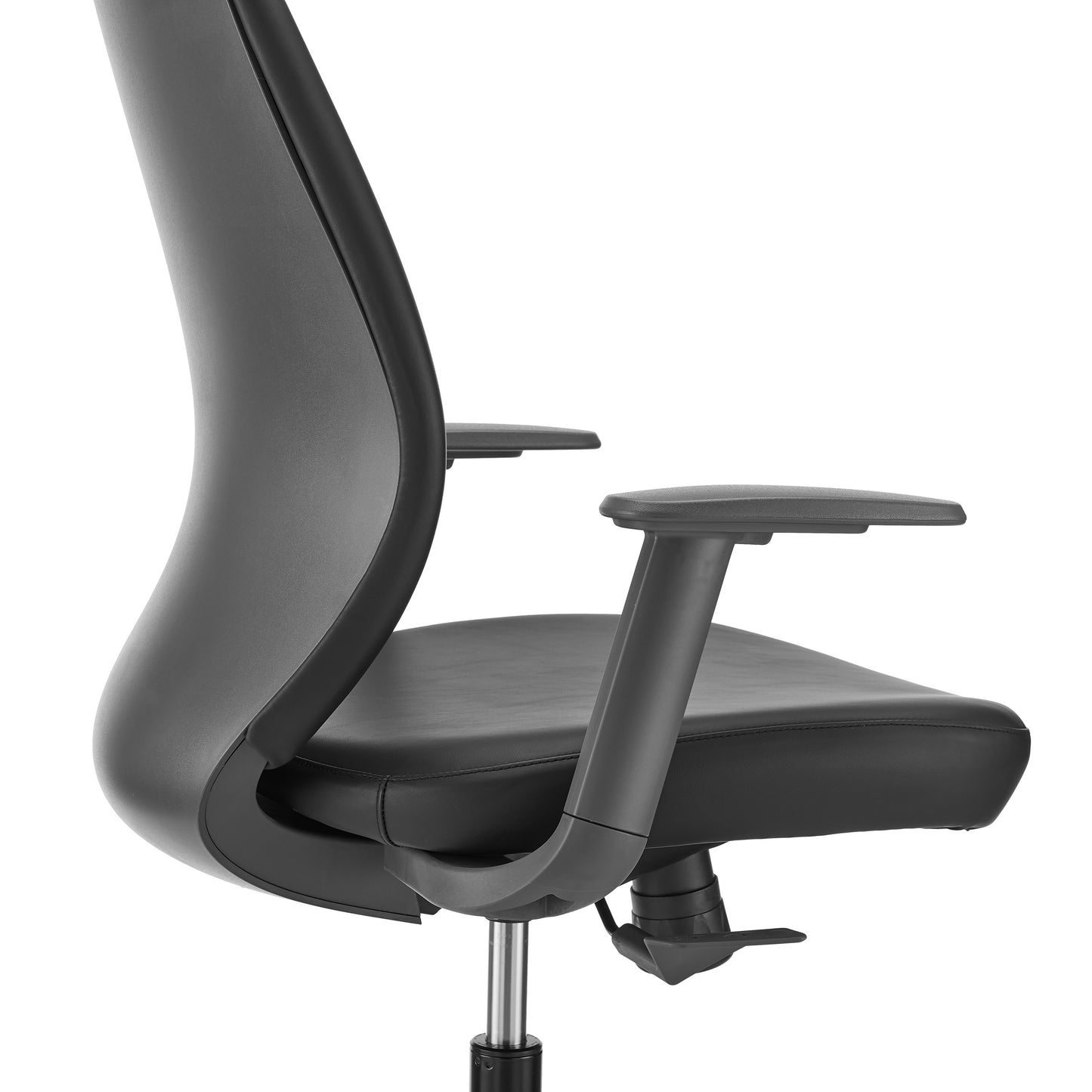 Filip High Back Office Chair in Black Leatherette with Plastic Grey Back Support