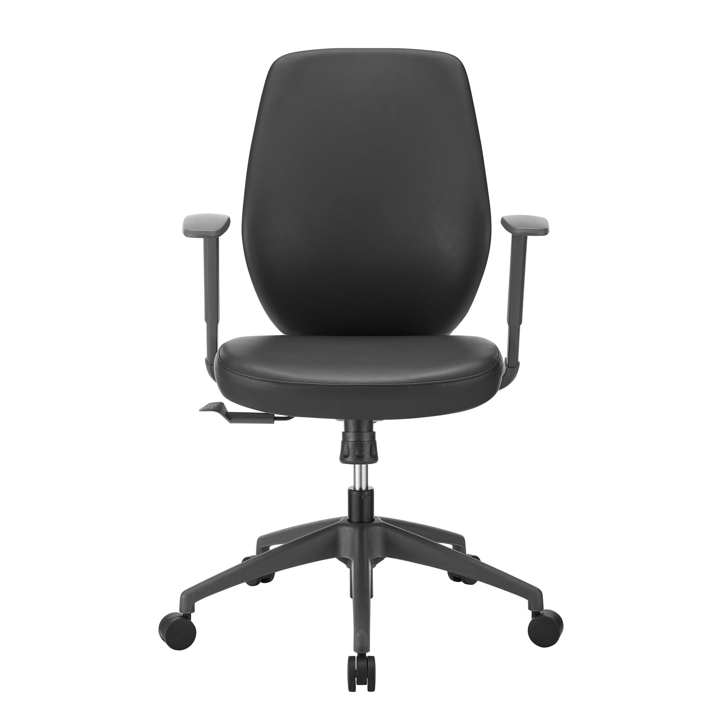 Filip Low Back Office Chair in Black Leatherette with Plastic Gray Back Support