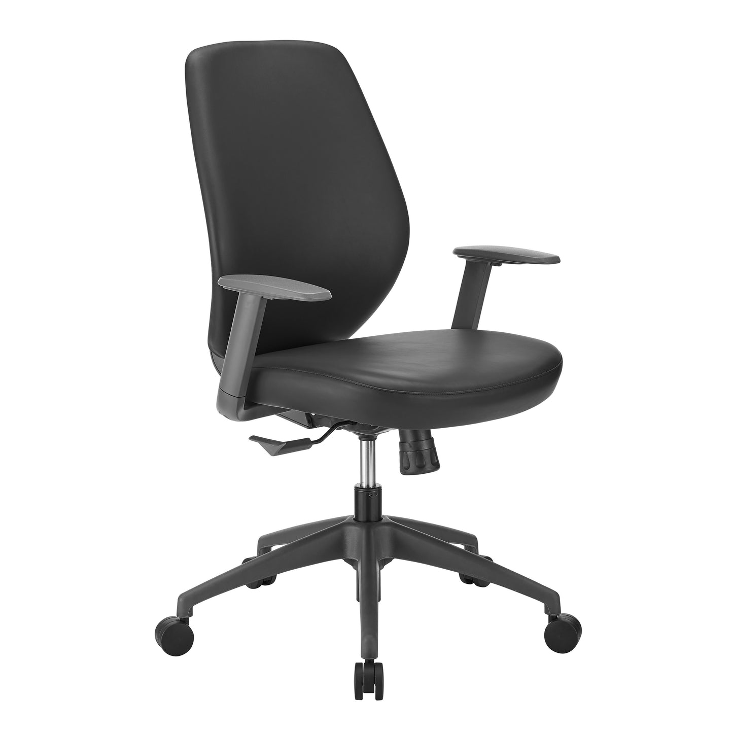 Filip Low Back Office Chair in Black Leatherette with Plastic Gray Back Support