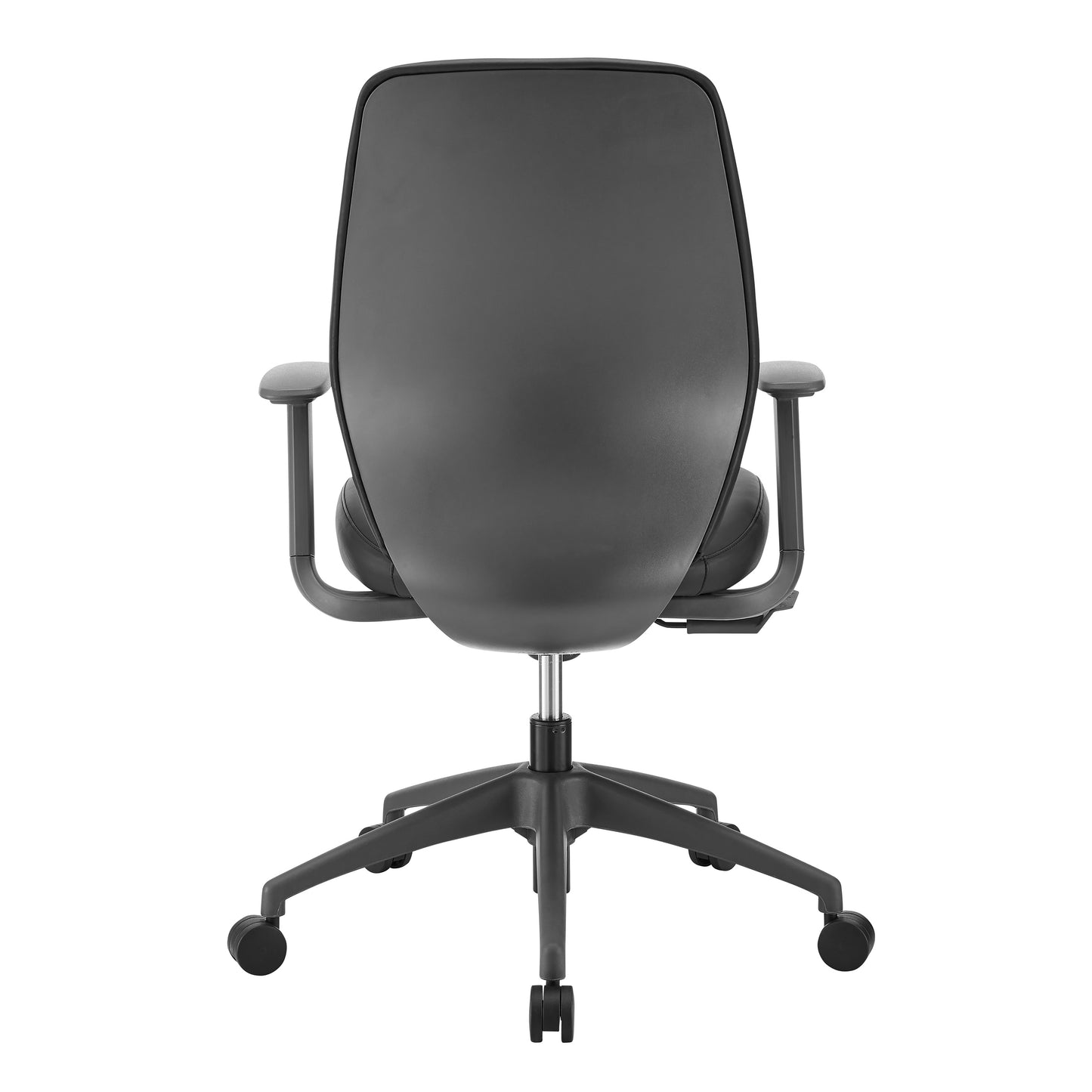 Filip Low Back Office Chair in Black Leatherette with Plastic Gray Back Support