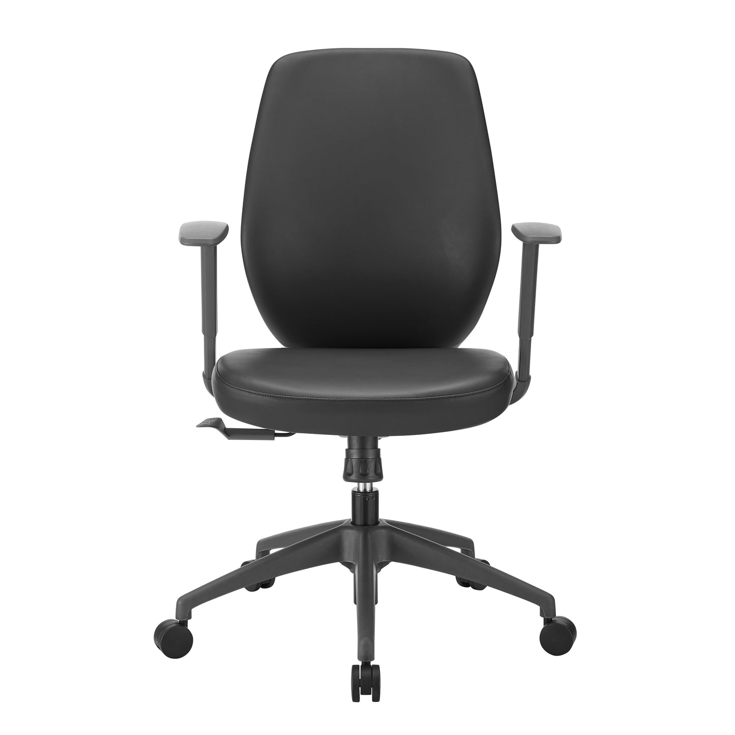 Filip Low Back Office Chair in Black Leatherette with Plastic Gray Back Support