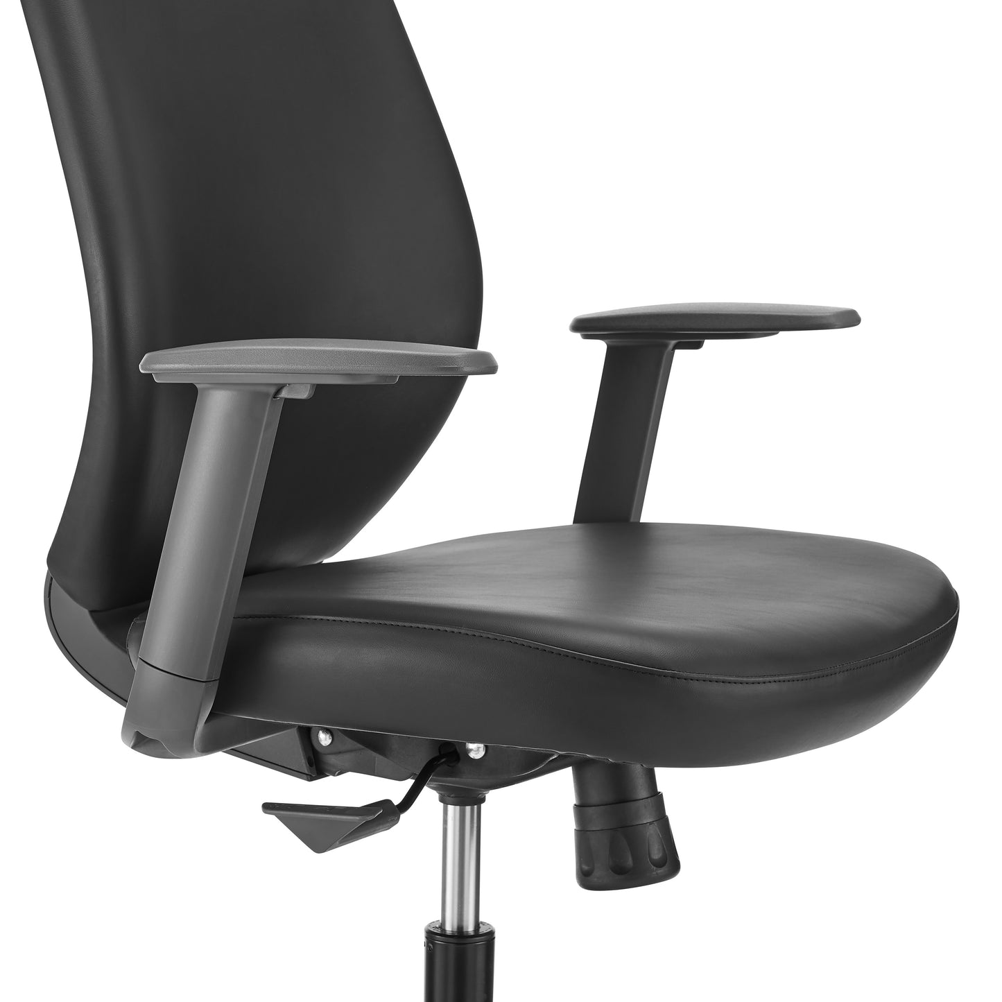 Filip Low Back Office Chair in Black Leatherette with Plastic Gray Back Support