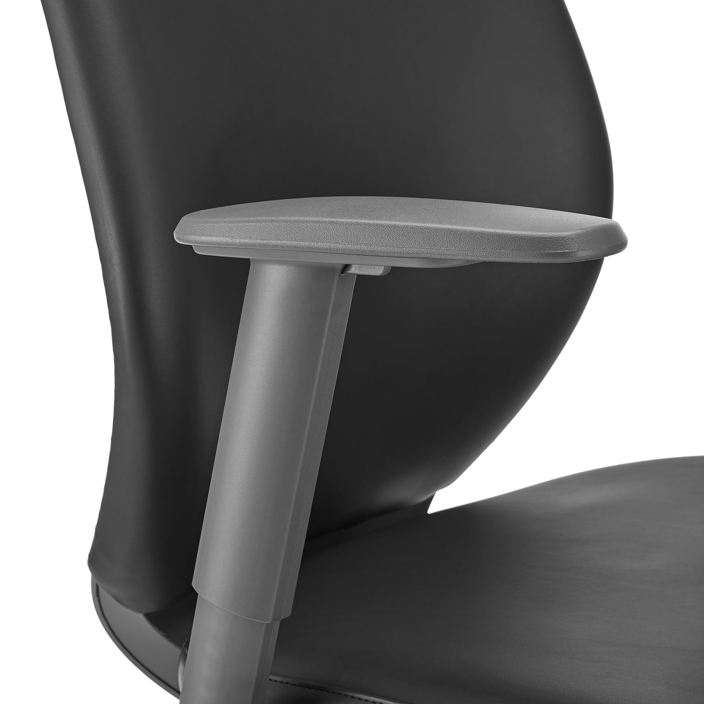 Filip Low Back Office Chair in Black Leatherette with Plastic Gray Back Support