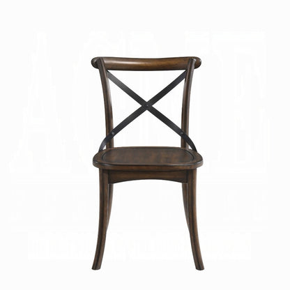 Kaelyn Dark Oak & Black Metal Finish Side Chair (Set-2)