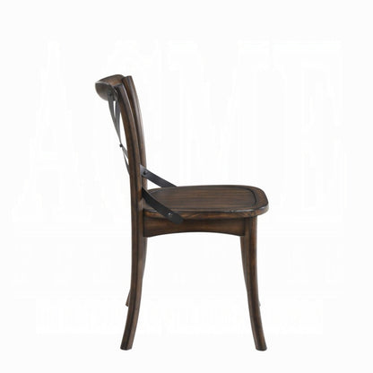 Kaelyn Dark Oak & Black Metal Finish Side Chair (Set-2)