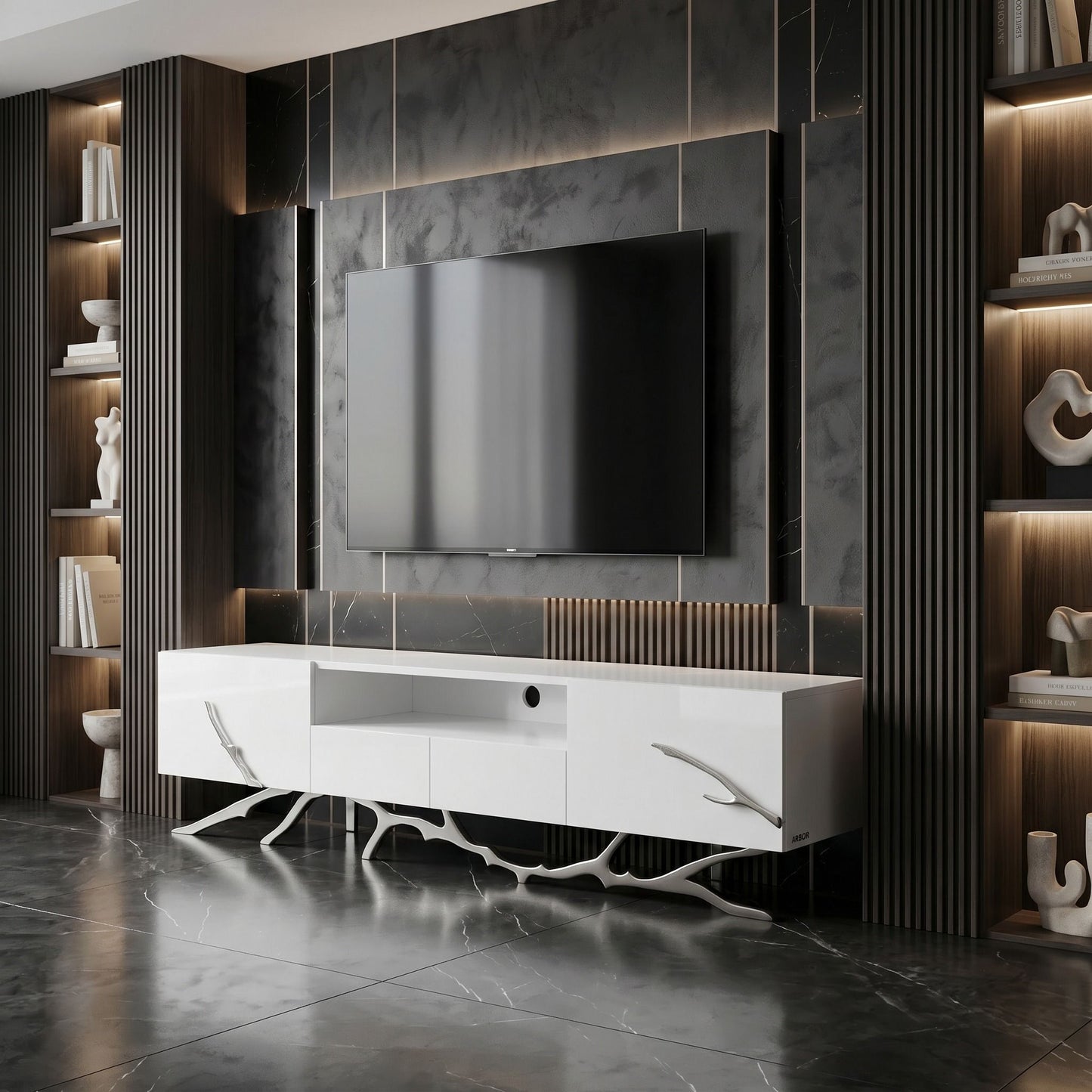 Legend White TV Stand