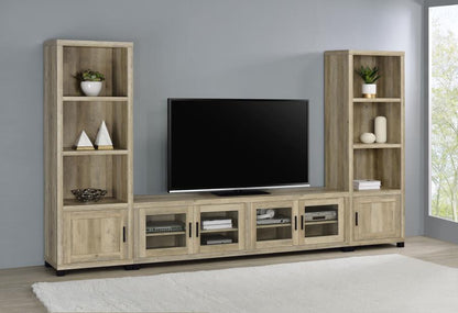 Sachin 3-Piece 79" TV Entertainment Center Antique Pine - Classic and Timeless Living Room Storage