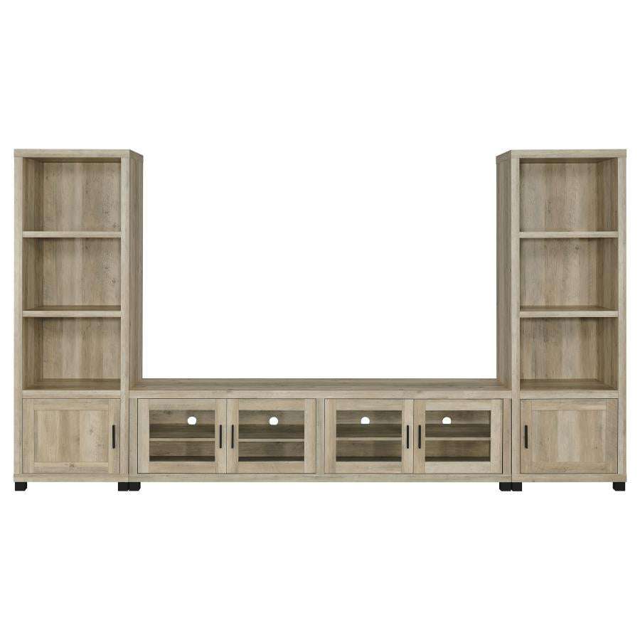 Sachin 3-Piece 79" TV Entertainment Center Antique Pine - Classic and Timeless Living Room Storage