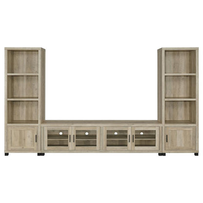 Sachin 3-Piece 79" TV Entertainment Center Antique Pine - Classic and Timeless Living Room Storage