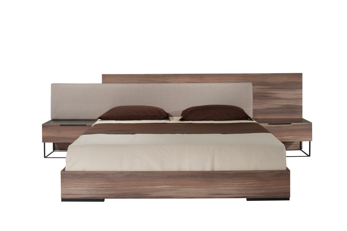 Matteo Italian Walnut with Fabric Bed and Nightstands
