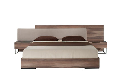 Matteo Italian Walnut with Fabric Bed and Nightstands
