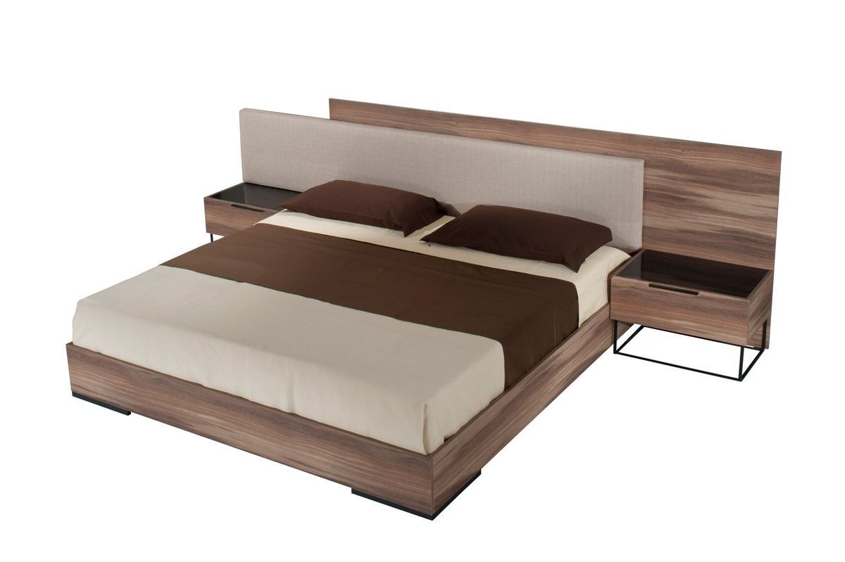 Matteo Italian Walnut with Fabric Bed and Nightstands