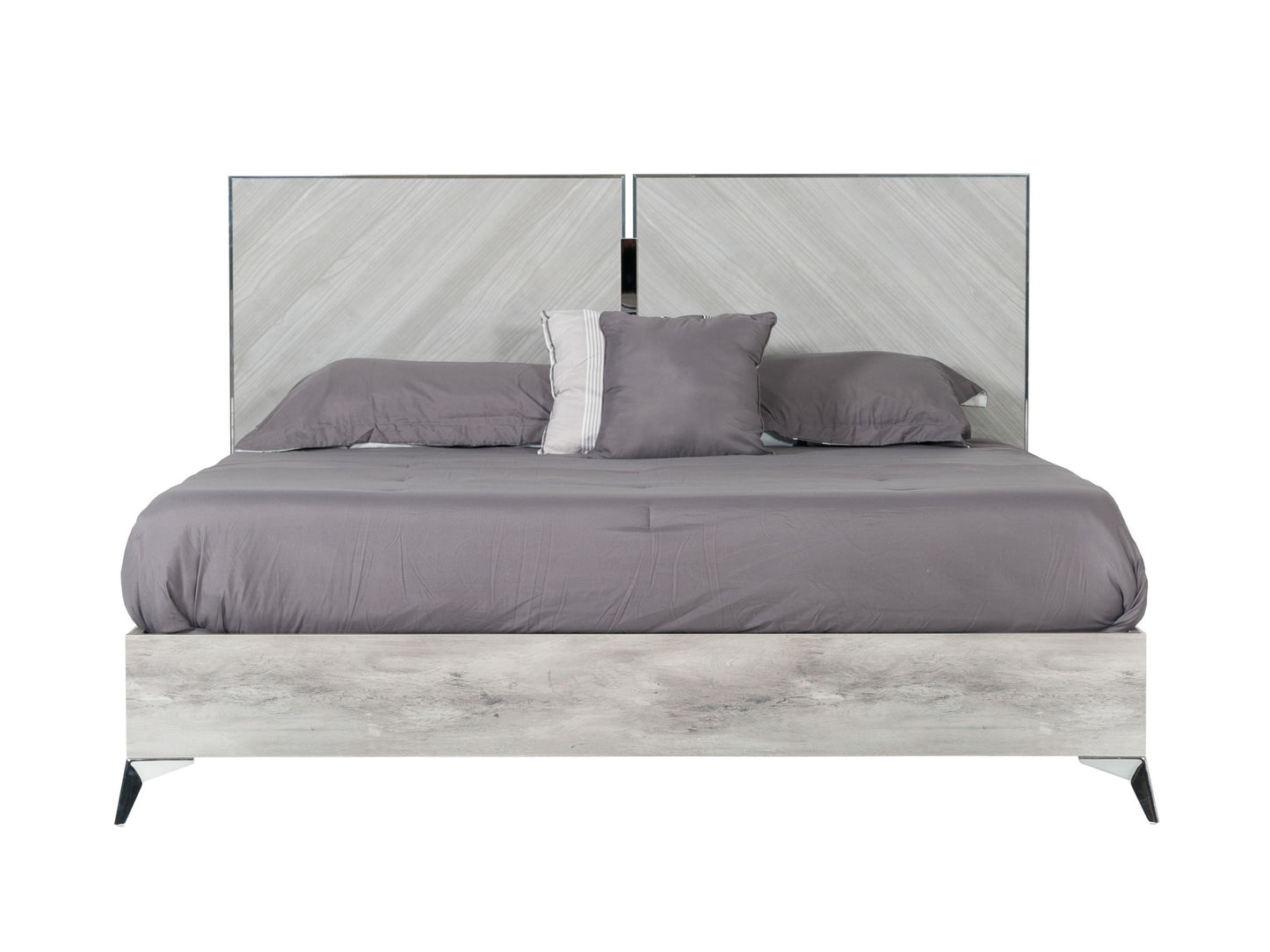 Alexa Italian Light Grey Gloss Platform Bed