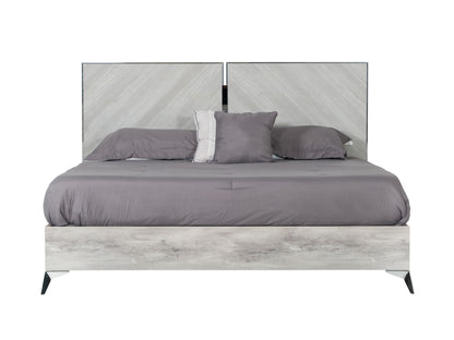 Alexa Italian Light Grey Gloss Platform Bed
