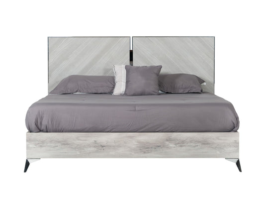 Alexa Italian Light Grey Gloss Platform Bed