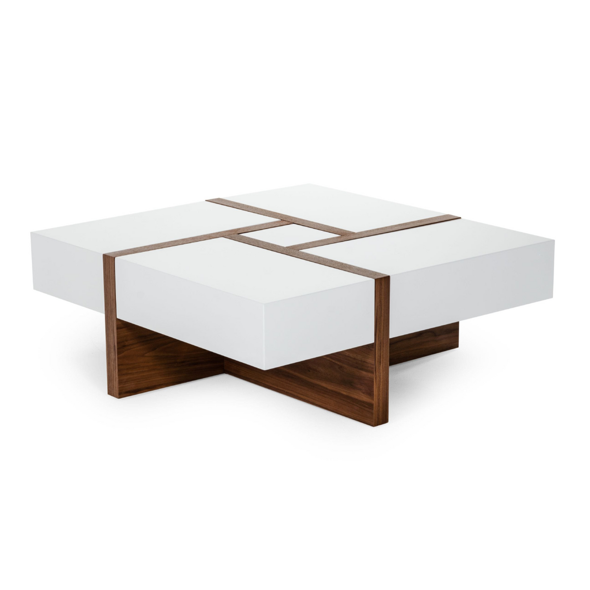 Makai White and Walnut Square Coffee Table