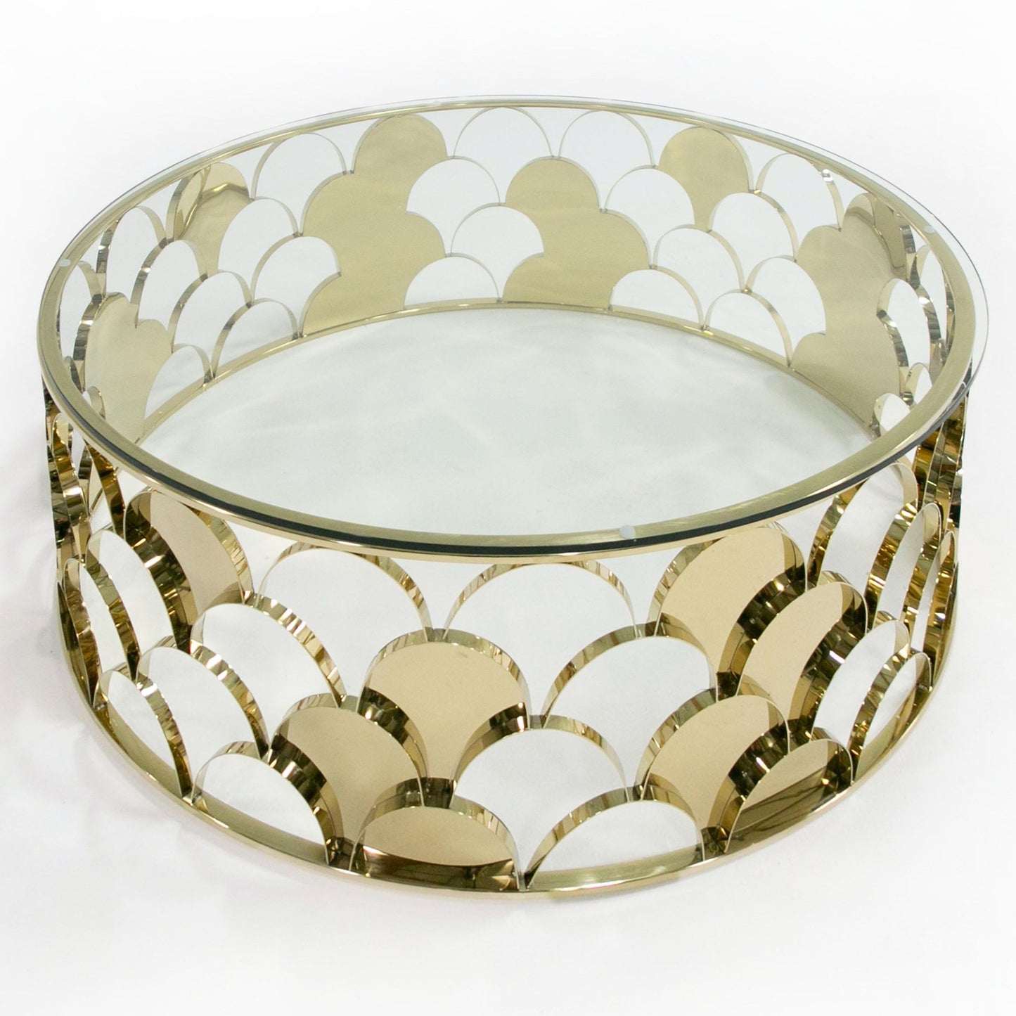 Javier Glass and Gold Round Coffee Table