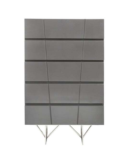 Chrysler Grey High Gloss Five Drawer Chest
