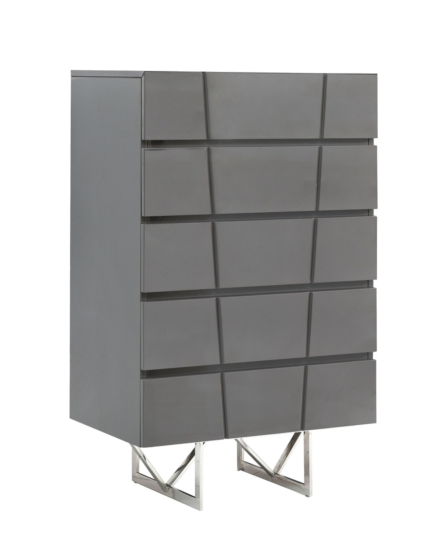 Chrysler Grey High Gloss Five Drawer Chest