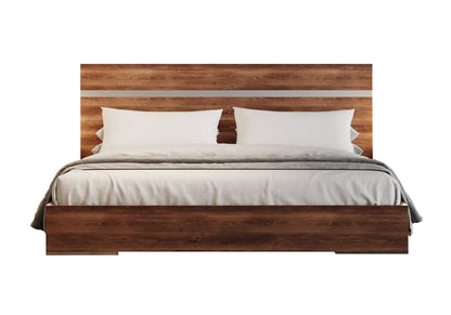 Lorenzo Light Oak Platform Bed with Stainless Steel Accents