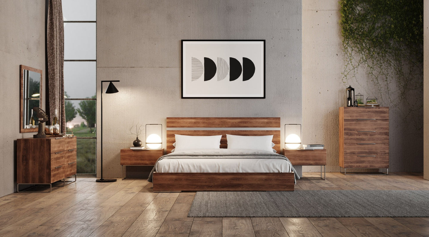 Lorenzo Italian Light Oak Bedroom Set with Stainless Steel Accents