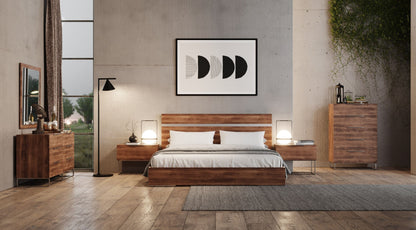 Lorenzo Italian Light Oak Bedroom Set with Stainless Steel Accents