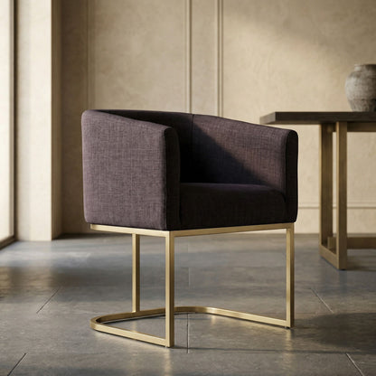 Yukon Grey Fabric and Antique Brass Dining Chair