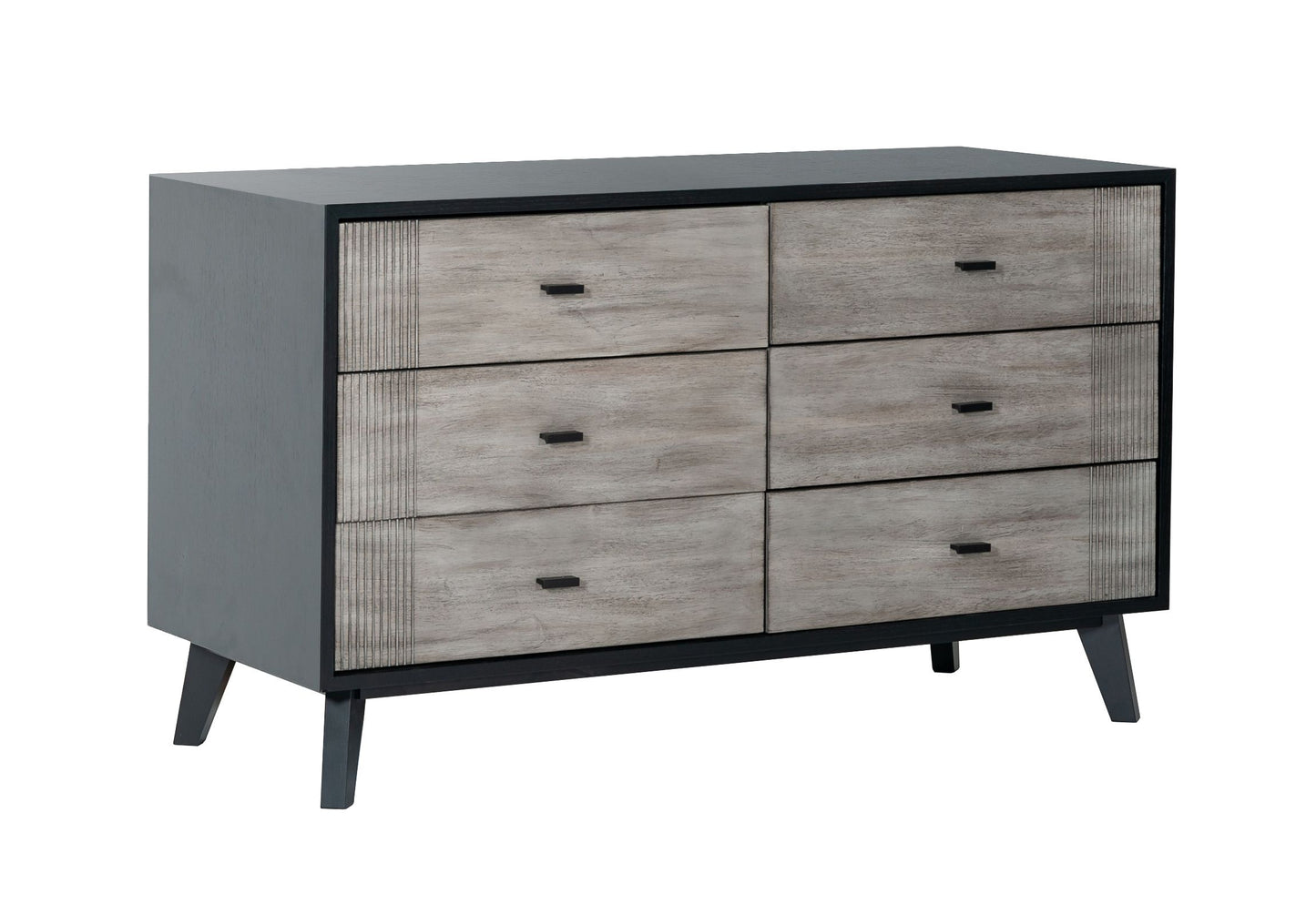 Panther Grey and Black Six Drawer Dresser