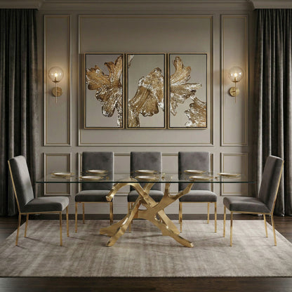 Reba Grey Velvet and Gold Dining Chair Set of 2