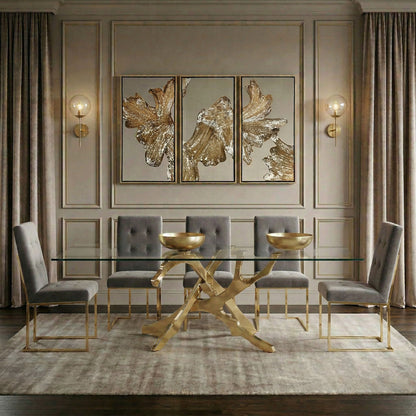Legend Grey Fabric and Gold Dining Chair Set of 2