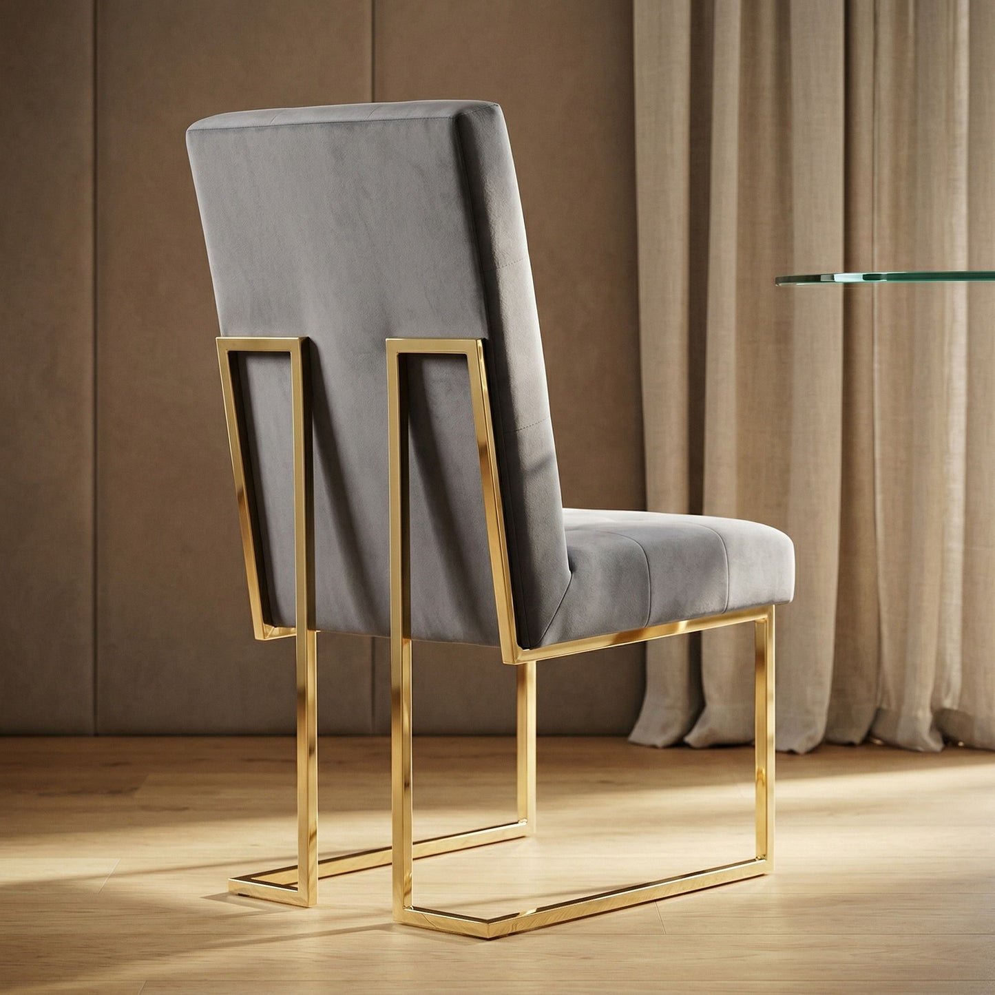 Legend Grey Fabric and Gold Dining Chair Set of 2