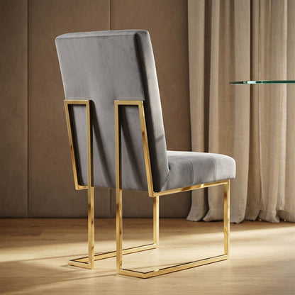 Legend Grey Fabric and Gold Dining Chair Set of 2