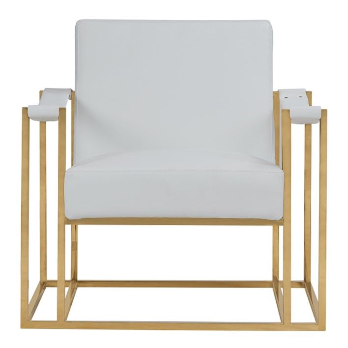 Larson White Leatherette and Gold Accent Chair