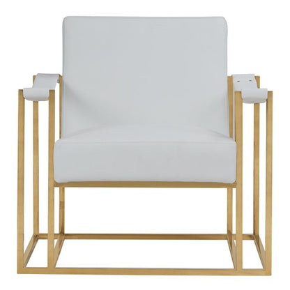 Larson White Leatherette and Gold Accent Chair
