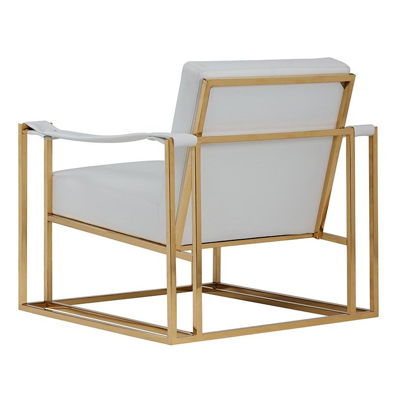 Larson White Leatherette and Gold Accent Chair