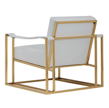 Larson White Leatherette and Gold Accent Chair