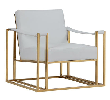 Larson White Leatherette and Gold Accent Chair