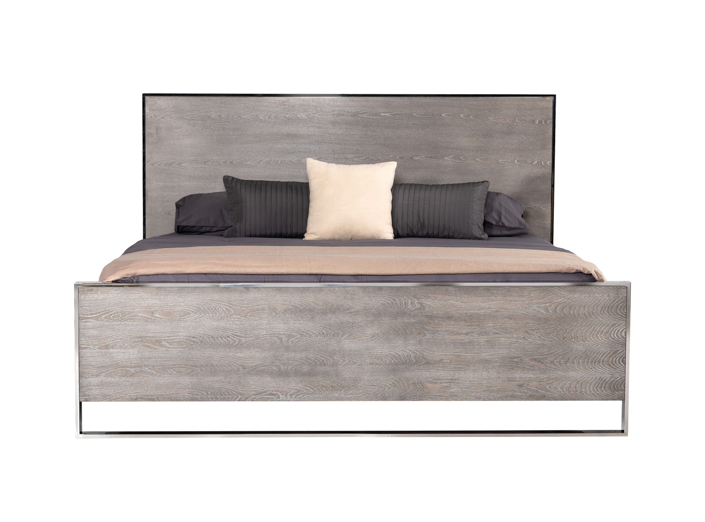 Charlene Grey Elm and Stainless Steel Platform Bed