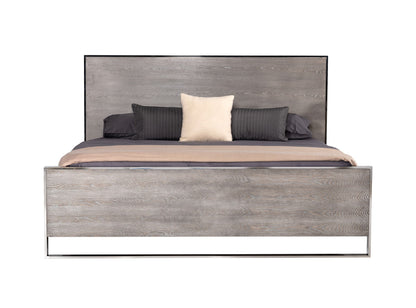 Charlene Grey Elm and Stainless Steel Platform Bed