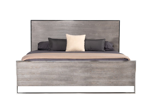 Charlene Grey Elm and Stainless Steel Platform Bed